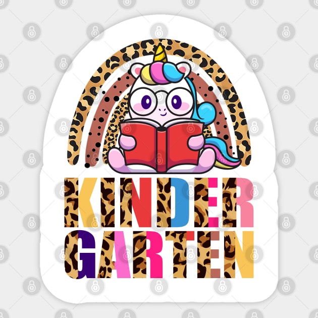 Kindergarten Rainbow Leopard Funny Unicorn Teacher Student School Sticker by wonderws